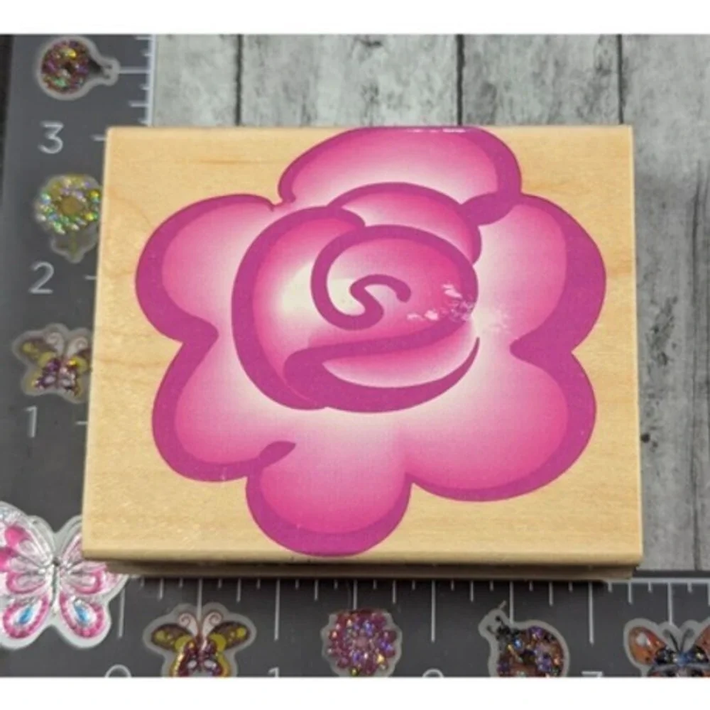 Hero Arts Rose Bloom H1461 Flower 1998 Rubber Stamp Wood #C46